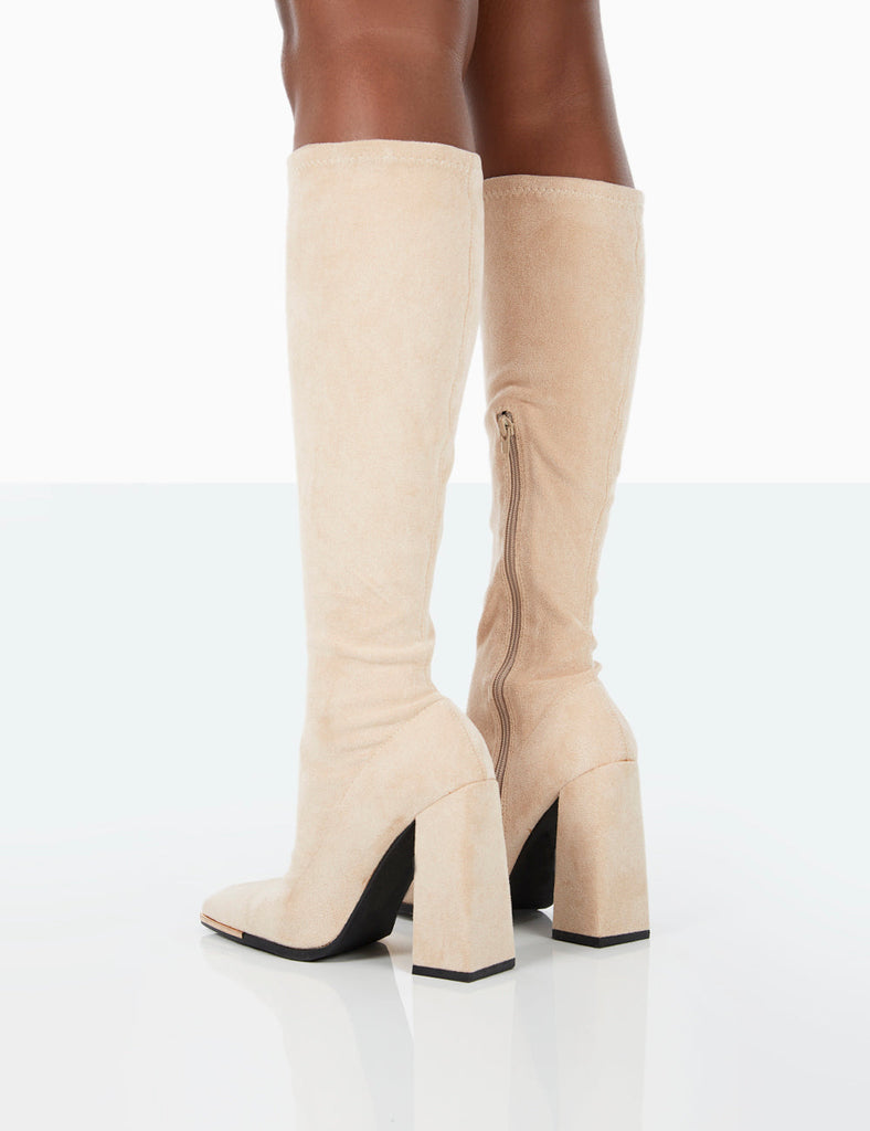 Nude suede knee high hot sale boots