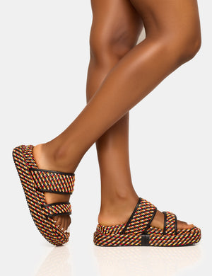 Cierra Multi Double Strap Patterned Platform Sandal