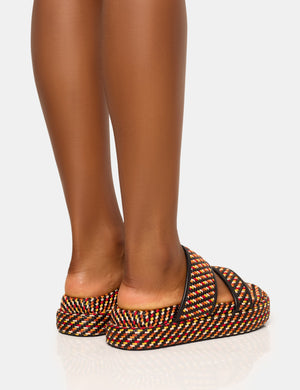 Cierra Multi Double Strap Patterned Platform Sandal