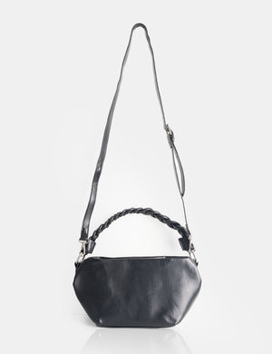 Lillian Black Woven Strap Shoulder Bag