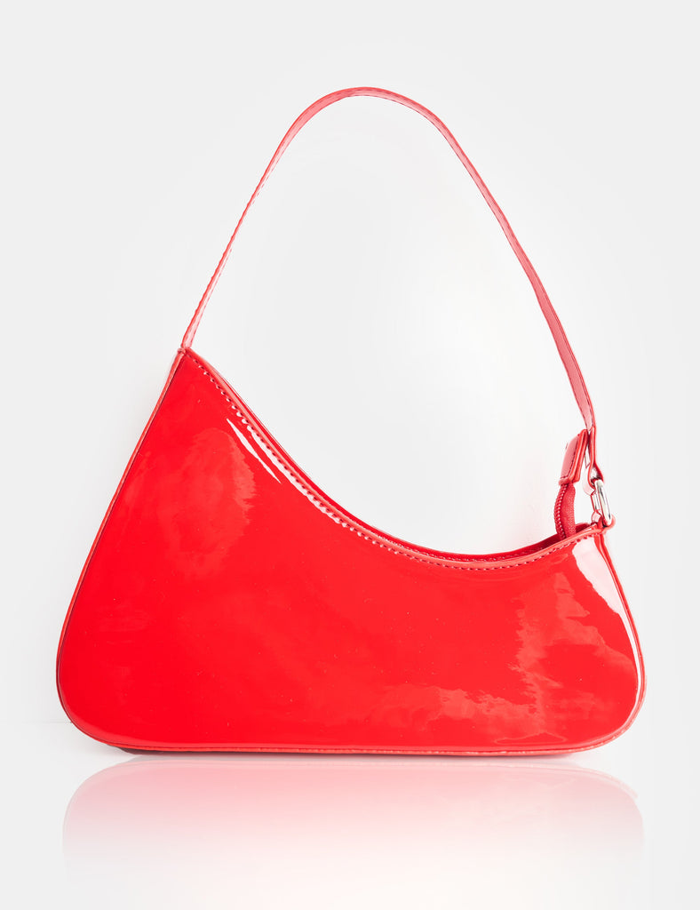 Morgan Red Patent Asymmetric Shoulder Bag