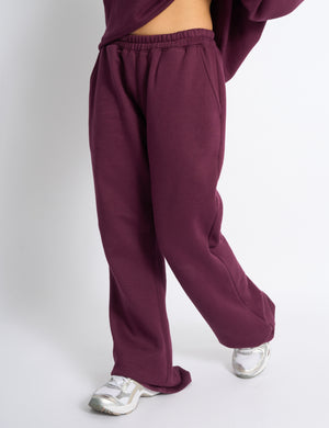 Wide Leg Sweat Pants Deep Burgundy