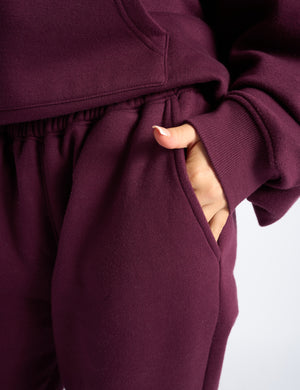 Wide Leg Sweat Pants Deep Burgundy