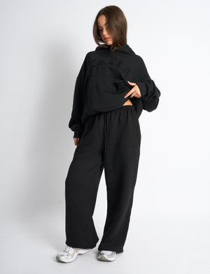 Kaiia Logo Wide Leg Joggers Black