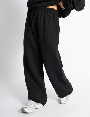 Kaiia Logo Wide Leg Joggers Black