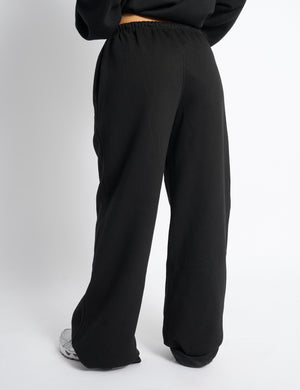 Kaiia Logo Wide Leg Joggers Black