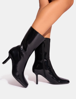 Fiction Black Square Toe Ankle Boots