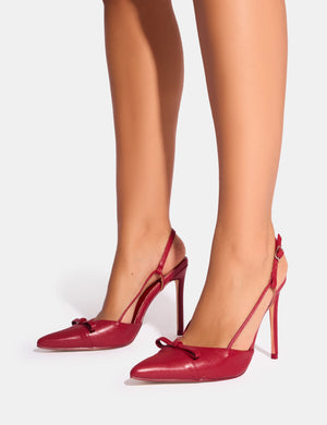 Ginni Red Bow Detail Sling Back Court Heels