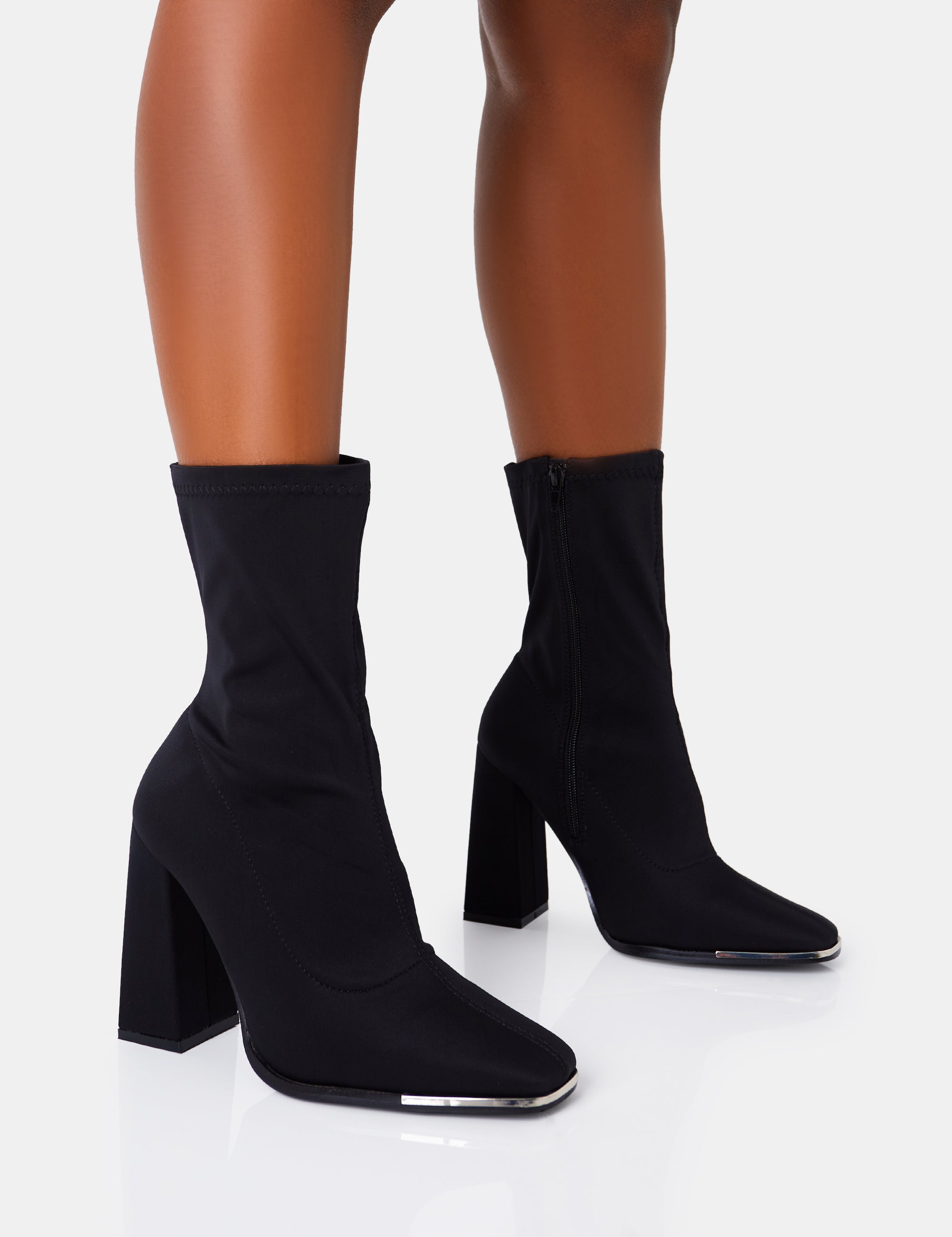 Black high heel hot sale lycra sock boots