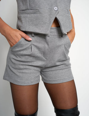 Soft Tailored High Waisted Shorts Co Ord Grey