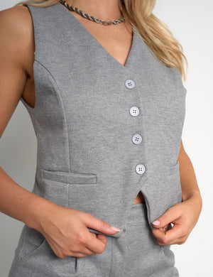 Soft Tailored Waistcoat Co Ord Grey