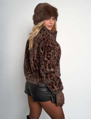 Short Faux Fur Jacket Leopard