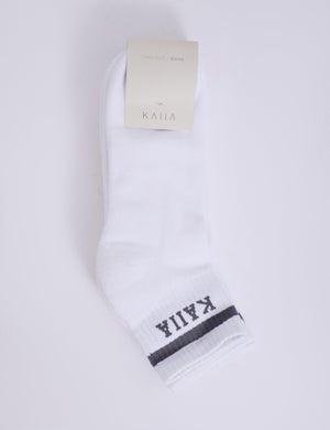 Pack of Three Kaiia Logo Sports Stripe Socks White & Grey