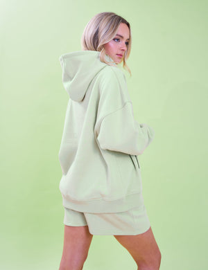 Kaiia Slogan Oversized Hoodie Light Green