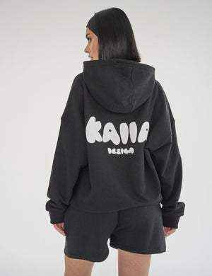 Kaiia Design Bubble Logo Oversized Hoodie Black