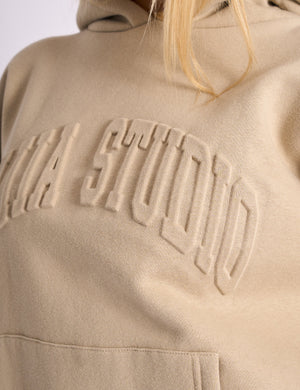 Kaiia Studio Embossed Logo Oversized Hoodie Stone