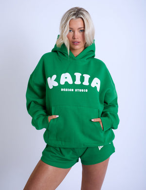 Kaiia Design Bubble Logo Oversized Hoodie Green