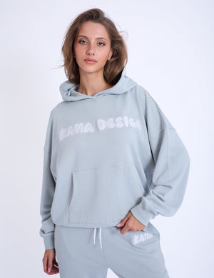 Kaiia Design Embroderied Bubble Print Hoodie Foam Blue