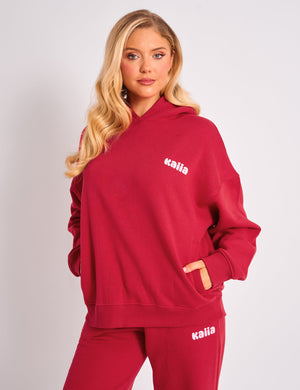 Kaiia Studio Cherry Graphic Oversized Hoodie Red & Pink