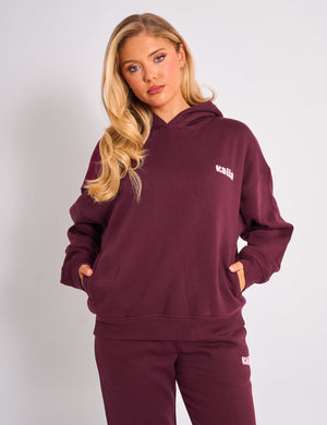 Kaiia Cherry Graphic Oversized Hoodie Plum & Pink