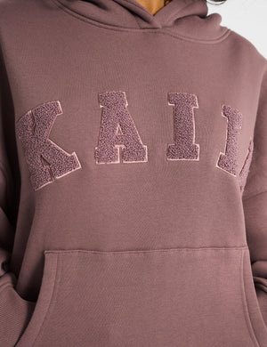 Kaiia Borg Slogan Oversized Hoodie Rose