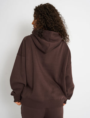 Kaiia Slogan Oversized Hoodie Mocha