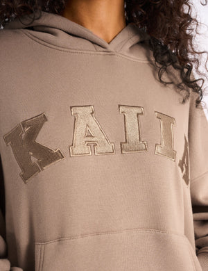 Kaiia Slogan Oversized Hoodie Latte