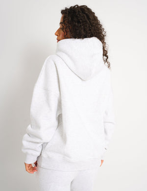 Kaiia Slogan Oversized Hoodie Light Grey Marl & Forest Green