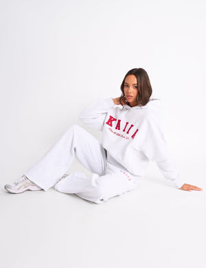 Kaiia Sport Oversized Hoodie Grey Marl & Red