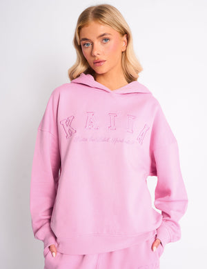 Kaiia Slogan Oversized Hoodie Candy Pink