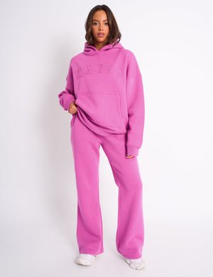 Kaiia Slogan Oversized Hoodie Bubblegum Pink