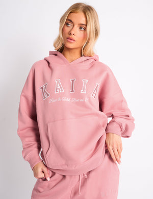 Kaiia Slogan Oversized Hoodie Blusher