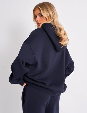 Kaiia Slogan Oversized Hoodie Navy