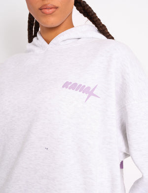 Kaiia Star Graphic Oversized Hoodie Grey Marl