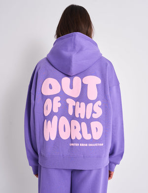 Kaiia Star Graphic Oversized Hoodie Purple