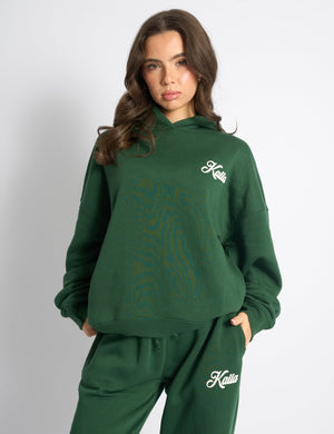 Kaiia Snowflake Logo Oversized Hoodie Forest Green