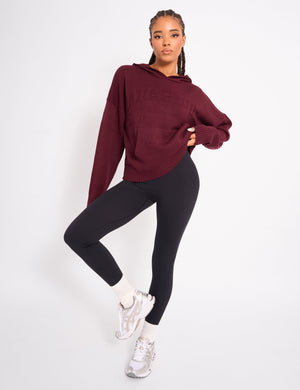 Kaiia Studio Knitted Hoodie Burgundy