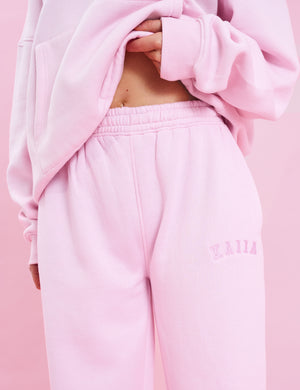 Kaiia Logo Wide Leg Sweat Pants Baby Pink