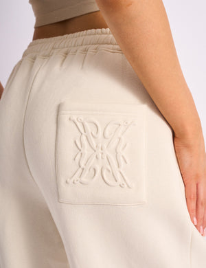 Kaiia Embossed Wide Leg Joggers Cream