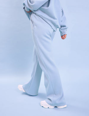 Kaiia Logo Wide Leg Sweat Pants Light Blue