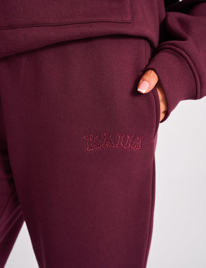 Kaiia Logo Cuffed Joggers Plum