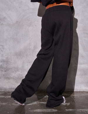 Kaiia Studio Logo Wide Leg Joggers Black