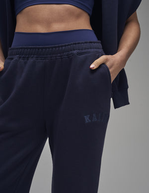 Kaiia Logo Wide Leg Sweat Pants Navy