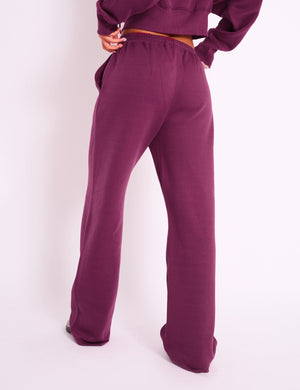 Kaiia Logo Wide Leg Joggers Burgundy