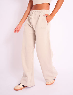 Kaiia Logo Wide Leg Joggers Sand