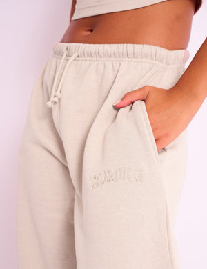 Kaiia Logo Wide Leg Joggers Sand