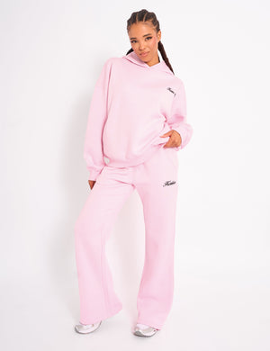 Kaiia Wide Leg Joggers Baby Pink & Black