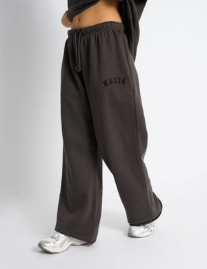 Kaiia Logo Wide Leg Joggers Chocolate