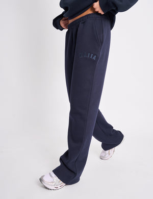 Kaiia Logo Wide Leg Sweat Pants Navy