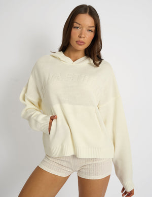 Kaiia Studio Knitted Hoodie Cream